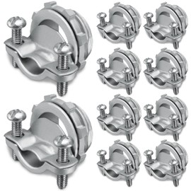 OhLectric 1-½” Cable Connectors for Locknut to Terminate Service Entrance Cable to Enclosure; Connector for Type SEU and NM Cable; Zinc Die-Cast Round Connector; Twin Screws - Pack of 10 - OL-68536