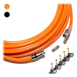CableProof RG11 COAXIAL Cable with F Connectors on Each end - Tri-Shield Underground Coax Direct Burial Gel Coated Flooded Indoor/Outdoor Wire + Extra Barrel & 5 Screw Clips (450 FT, Orange)