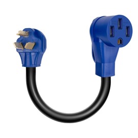 NEMA 10-30P to 14-50R EV Charger Adapter Cord, 30A Dryer Plug to 50A EV Charging, Heavy-Duty STW 10 Gauge, 13 Inches, for Level 2 EV Charging