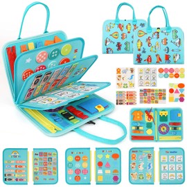 Welmay Busy Board Montessori Toy from 1 2 3 4 Years, Toddler Activity Board Motor Skills Toy Baby, Children's Sensory Board Gift Boy Girl