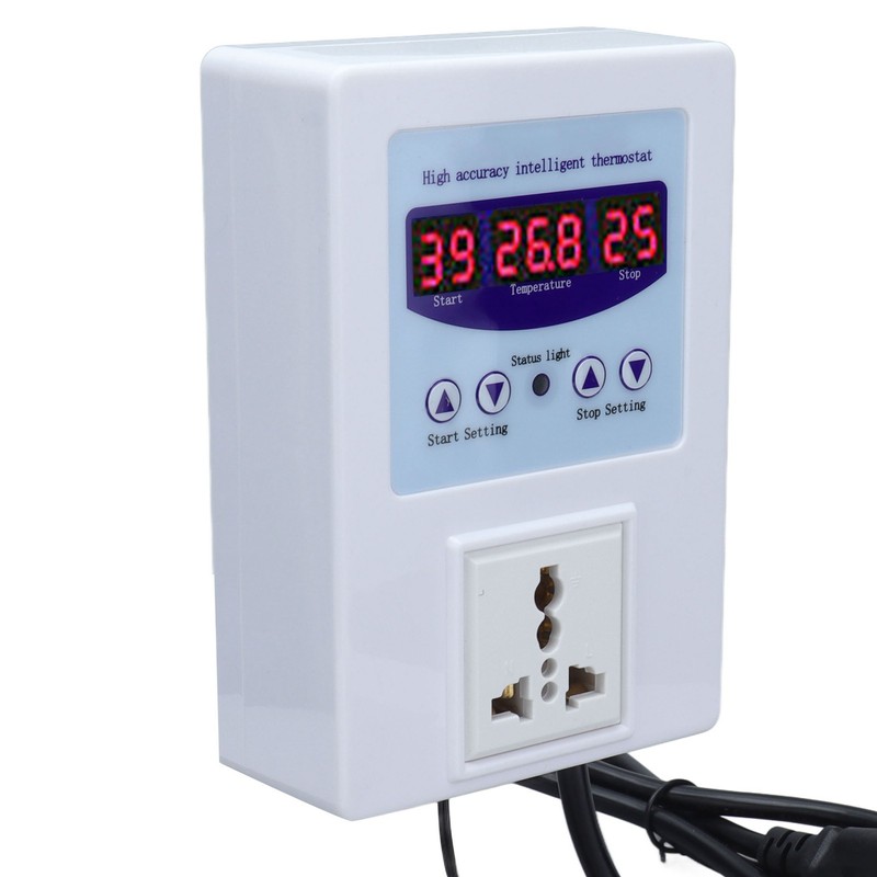 Temperature Controller Digital Display Thermostat Temp Regulator with Sensor AC110‑240VAU