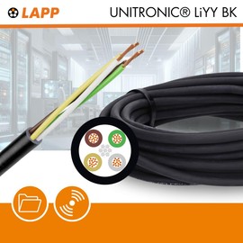 10 m Lapp 1030257 LiYY PVC Control Cable 4 x 0.5 mm² Black I LED Cable 4 Core I Data Line I Signal Cable I Solderable Cable