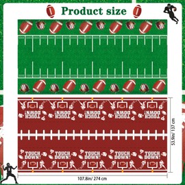 HOWAF Football Tablecloth, Football Party Plastic Tablecloth Touchdown Disposable Rectangle Table Covers for Football Birthday Sports Gameday Party Supplies Football Party Decoration, 2pcs