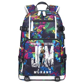 Ansigeren No. 12 Basketball Player JA Creative Backpacks Sports Fan Bookbag Travel Student Backpack with USB Charging Port (a)