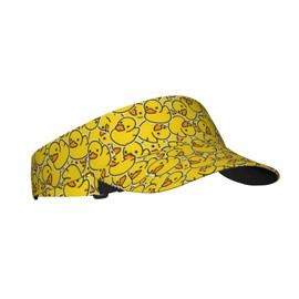 Cute Duck Print Hats Women Men Visor Hat Black One Size Adjustable Beach Cap Hat