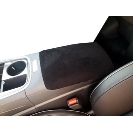 Car Console Covers Plus Made in USA Designed for Hyundai Santa Fe 2021-2023 Fleece Auto Armrest Center Console Cover Protector Black