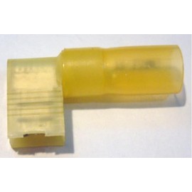 12-10 AWG Yellow Heat Shrink Flag Terminal Electrical Connector .250" Made in USA 10-12 Gauge (50)