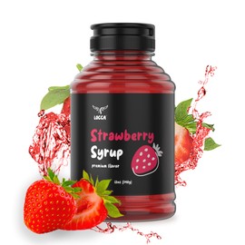 Locca Strawberry Syrup 12oz - Premium Boba Syrup, Coffee Flavoring Syrup Boba Tea Syrup Cocktail Strawberry Flavoring, Real Fruit Infused Shaved Ice Coffee Flavor Syrup for Strawberry Drinks