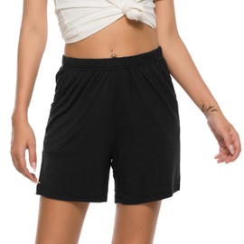 JINSHI Pj Shorts for Women with Pockets Comfy Stretch Modal Pajama Shorts for Women 3 Pack Lounge Boxer Light Grey/Navy Blue/Black XX-Large