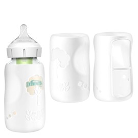 LOTBILL 2 Pack Silicone Bottle Sleeves for Dr Browns Glass Baby Bottles 8 oz, Protection and Insulation, Glass Baby Bottle Sleeve Compatible with Dr Browns Wide Neck Bottles, Dishwasher Safe, BPA Free