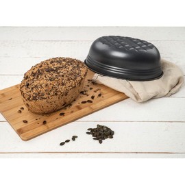 Zenker Stampo ovale 26,5cm con fondo a nido d'ape per Pane e Lievitati Carbon Steel con rivestimento antiaderente Teflon Classic Colore nero Linea Black Metallic