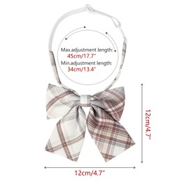 Elerevyo Women's Plaid Pre-tied Bow Tie Adjustable Neck Strap Colorful Bowties for Casual School One Size Red Beige