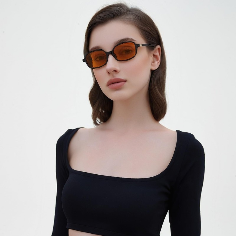 WDZAYXC Classic Rectangular Sunglasses Retro Slim Lenses Vintage Rectangle Sunglasses,