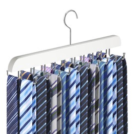 Tie Rack Belt Hanger for Closet Fitnice Upgraded Non Slip Tie Hanger Space Saving with 20 Foldable Hooks Wooden Belt Tie Organizer for Tank Tops Bras Cami Scarves