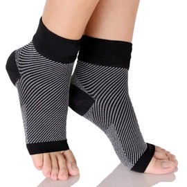 SUPEAK Compression Socks for Plantar Fasciitis, Achilles Tendonitis Relief - Ankle Support Compression Sleeve for Heel Spurs, Foot Swelling & Fatigue - Open Toe Compression Socks (1 Pair) (S/M)