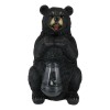 Rustic Garden Cute Black Bear Holding Solar Lantern Path Light