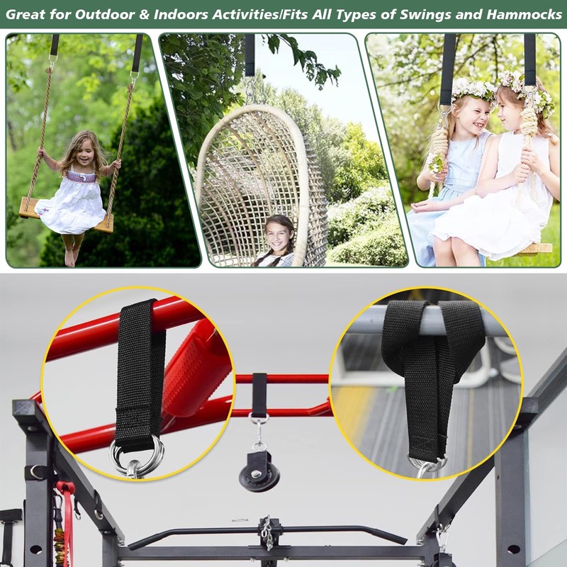 2PCS Tree Swing Straps with 2 PCS Heavy Duty Safety