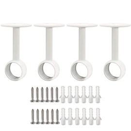 Alise Curtain Rod Holder Bracket 1''Dia,Closet Rod Holders Wall Mounted,Ceiling Mount Curtain Rod Flange Brackets,Curved Shower Curtain Rod for Bathroom,Stainless Steel White Finish,Pack of 4