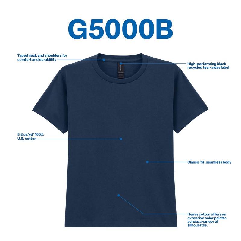 Gildan Youth Heavy Cotton T-Shirt, Style G5000B, 2-Pack, Red, Small