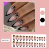 Almond Tip False Nails - Press On, Medium Black French,