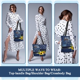 Yirasnezy Christian Gifts Reusable Shopping Tote Bag Zippered Inspirational Tote Bags for Women Scripture Bible Verse Shoulder Bag Religious Gift Perfect for Church Work Travel Groceries Books