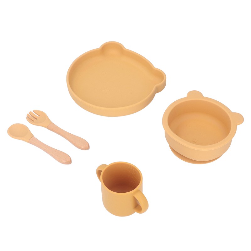 Baby Feeding Set Cute Bear Shape Soft Safe Silicone Toddler