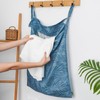 HSOFTIFY Linen Hanging Laundry Bag, 100% Linen Leaf Print Over