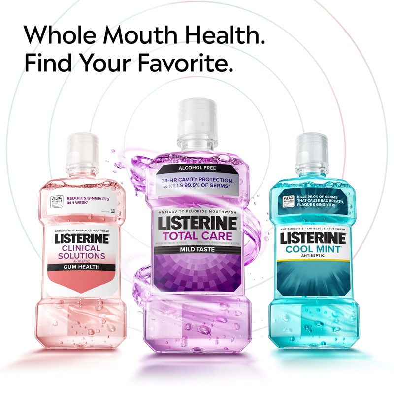 Listerine Cool Mint Alcohol Free Mouthwash, Oral Rinse Kills 99.9%