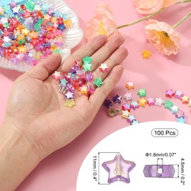 PATIKIL 11mm Crystal Star Beads, 100 Pcs Star Bead Acrylic Spacers Bead Star Shaped Charm Pendants for Jewelry Making Bracelet Necklace DIY Crafts, Mix Color