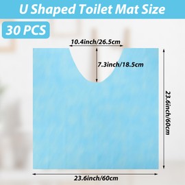 LOPYXBR 30 PCS Disposable Toilet Mats Super Absorbent Around Toilet Floor Protector from Urine Disposable U Shaped Toilet Pee Guard for Floor Non Slip Toilet Floor Mat for Urine (Blue, 24x24 Inch)