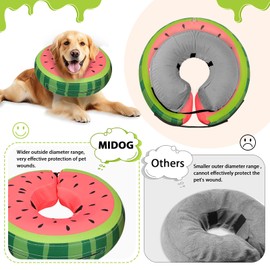 MIDOG Soft Inflatable Dog Cone, Donut E-Collar Alternative for After Surgery, Prevents Licking, Allowing Normal Eating & Vision, Comfortable Recovery Collar for Small Medium Large Dogs & Cats, Red-M