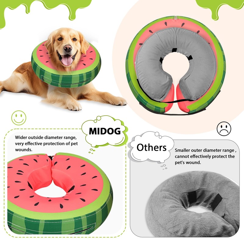 MIDOG Soft Inflatable Dog Cone, Donut E-Collar Alternative for After
