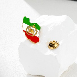 Persia Iran Flag Pin Bulk Stainless Stell Old Persian Iranian Lion Sun and Crown Lapel Brooch Heritage Jewelry Clothes Accessories Souvenir Series Badge Gifts (E-Lion of Iran & flag gold)