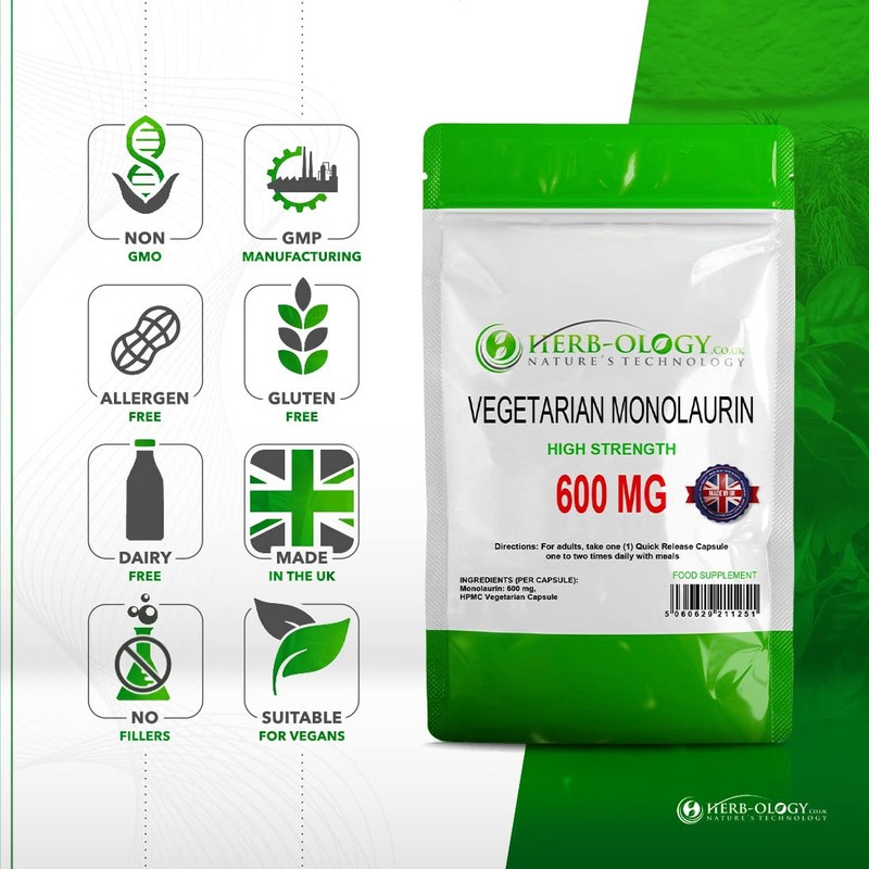 HB Monolaurin | 60 High Strength Monolaurin Capsules - 600mg