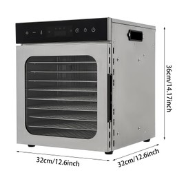 HAPPCUCOE 400W Food Dehydrator,10 Trays Food-Grade 304 Stainless Steel Meat Dehydrator, Temp Control & Digital Timer, Dehydrators for Jerky, Fruits, Vegetables, Herbs, Meat