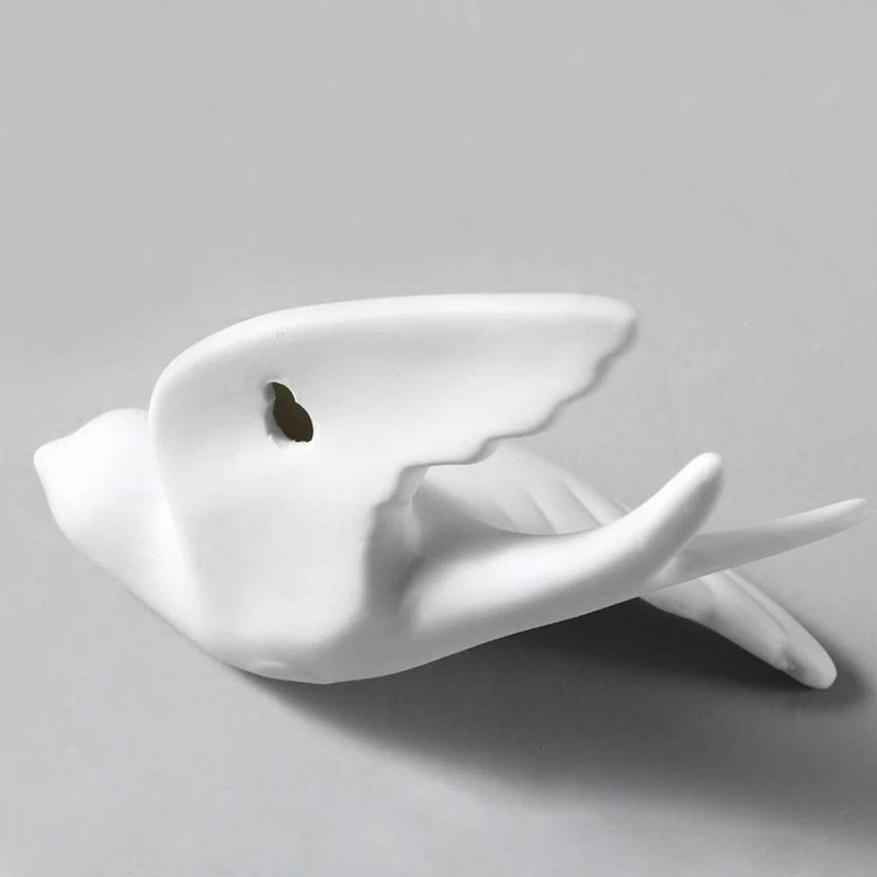 Dorlotou Pair Ceramic Sparrows Swallows Birds Dove White Wall Mounted