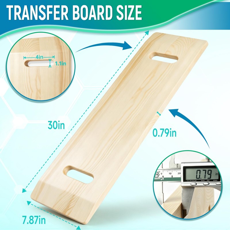 Wooden Transfer Board,28.7"Sliding Board Transfer to Wheelchair Senior