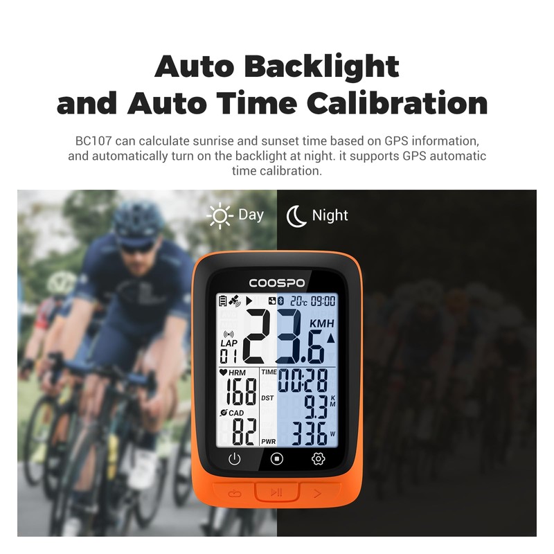 COOSPO BC107 Bike Computer GPS Wireless, ANT+ Cycling Computer GPS