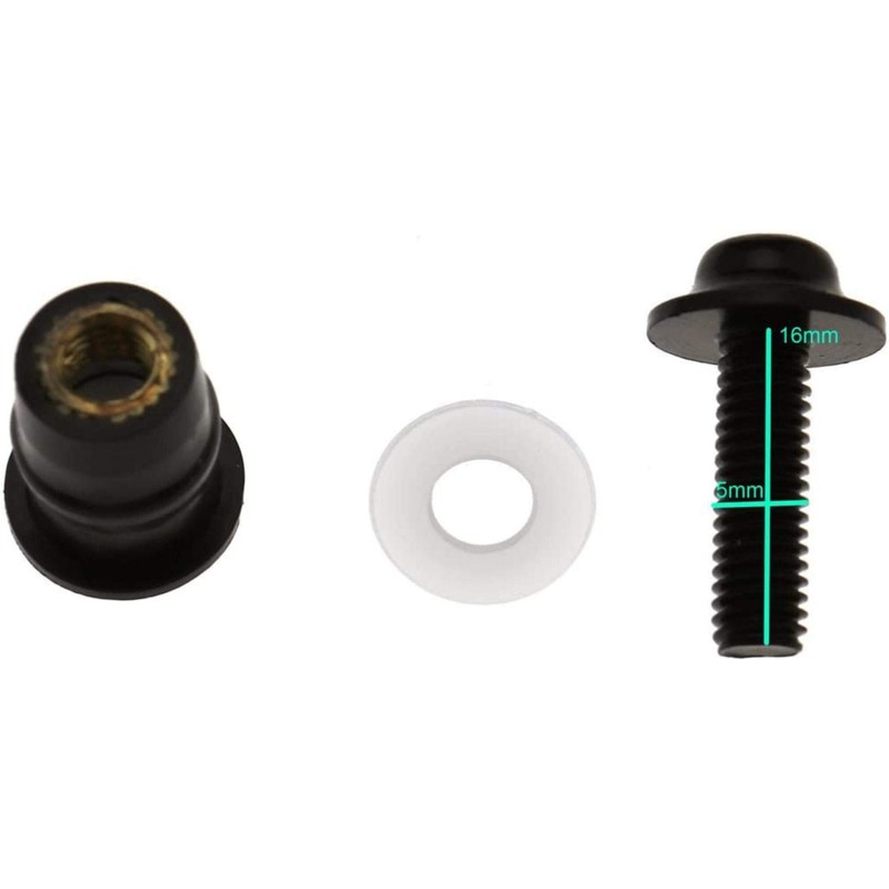 Pack of 10 Screws Rubber Nut Motorcycle Windscreen Screws Nut