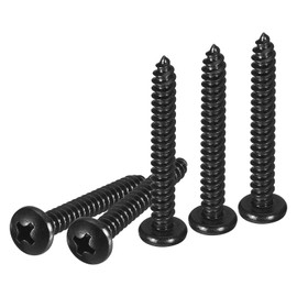 DTGN #10x1-1/2" Phillips Pan Head Self-tapping Screw - 100Pack - Black Oxide 304 Stainless Steel Sheet Metal Screws Wood Screws