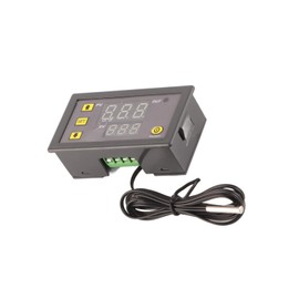 W3230 Digital Temperature Controller, Led Digital Thermostat,Thermostat Switch Sensor Meter,High Temp Alarm,Temperature Calibration,Avoid Accident. (12V red and Blue Display)