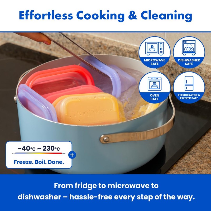 LIVING CREATOR PushLock Collapsible Food Storage Container, 3-Tier Space-Saving Design,