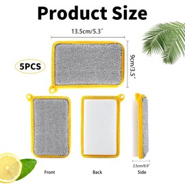 Wjelet 5Pcs Dishcloths for Washing Up,Dishwashing Sponge, Double Sided Kitchen Sponge Cloths, Durable Sponge For Kitchen Dishwashing Cleaning Tool