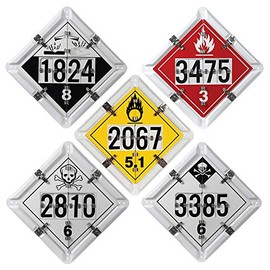 Numer-All Aluminum Flip File Placard, One Set with 5 Legends, Numbered - 13.75" x 13.75" White Back Plate with Rounded Corners, DOT Hazmat Compliant, J. J. Keller & Associates, Inc.