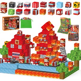 Facairzd Pack of 118 Magnetic Building Blocks for City Fire Brigade Magnetic Blocks Toy, Magnetic Building Blocks for Children, Building Magnetic Building Blocks Set, Magnetic Building Blocks Toy (2.5