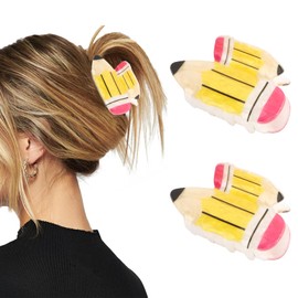 Vovii 2Pcs Pencil Claw Clips Cute Unique Teacher Hair Clips for Funny Teacher Accessories Back To School Appreciation Gift (Yellow)