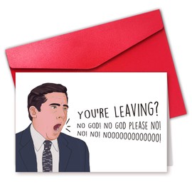 CGBRspacex Funny Leaving Card for Coworker, Going Away Farewell Card for Friends, Michael Scott Retirement Goodbye New Job Card (No God Please)