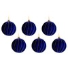 Swirl Stripe Navy Blue Gold Glitter Christmas Tree Baubles (Set