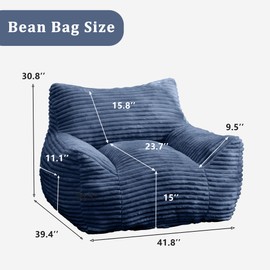 KEIKI Bean Bag Chair for Adults with Armrests,Oversized Comfy Lounge Lazy Floor Sofa Mini Couch for Living Room,Bedroom