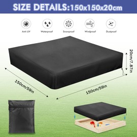 Sandpit Cover, 150 x 150 x 20 cm, Waterproof Tarpaulin, Sandpit Tarpaulin with Drawstring, Oxford Cloth, Waterproof, Windproof, Dustproof, Suitable for Protecting Children's Toys